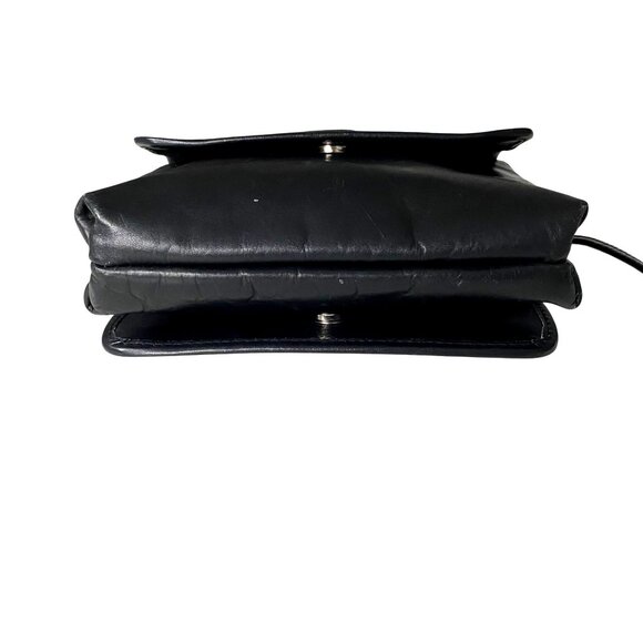 Kenneth Cole Black Leather Crossbody‎ Bag Modern City Chic Travel - Picture 5 of 12